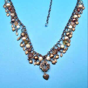 Vintage Beaded Handcrafted Copper Toned Necklace